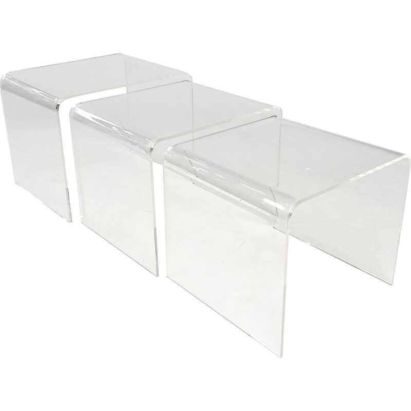 Vintage nesting tables in glass and acrylic, 1970