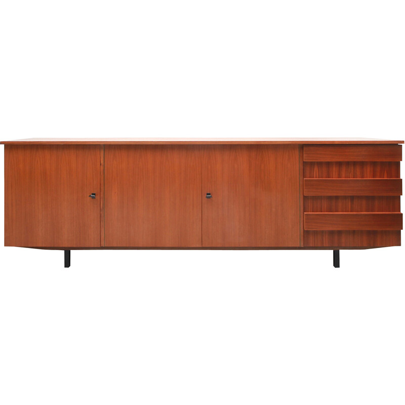 Vintage dressoir in walnoot en metalen poten, 1960