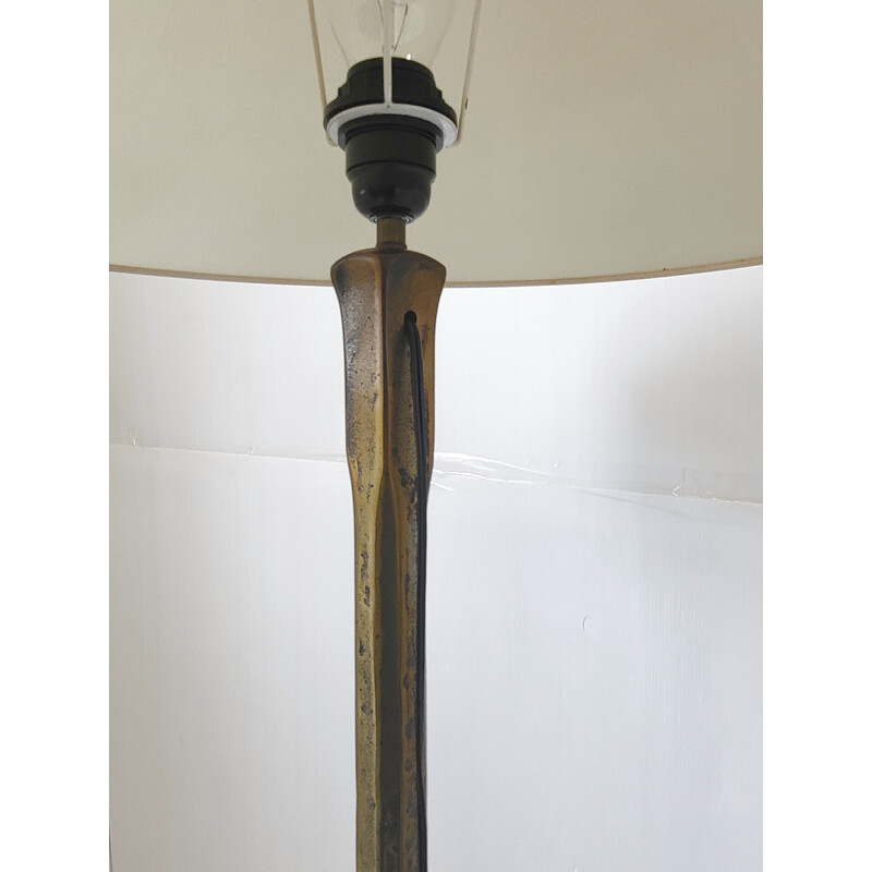 Vintage Brutalistische vloerlamp in massief brons, 1970