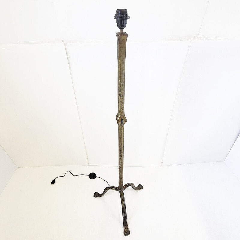 Vintage Brutalist floor lamp in solid bronze, 1970