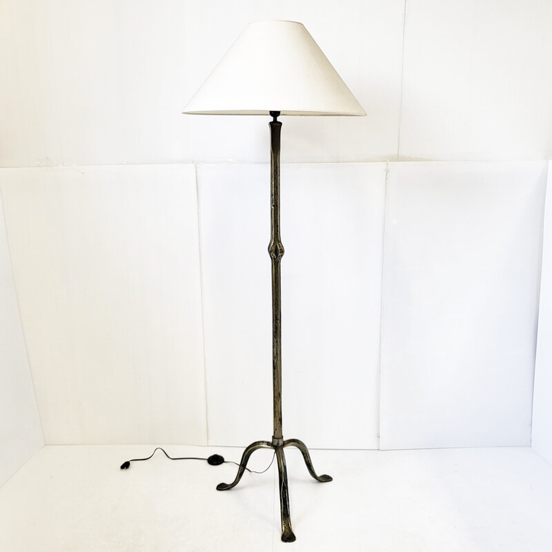 Vintage Brutalist floor lamp in solid bronze, 1970