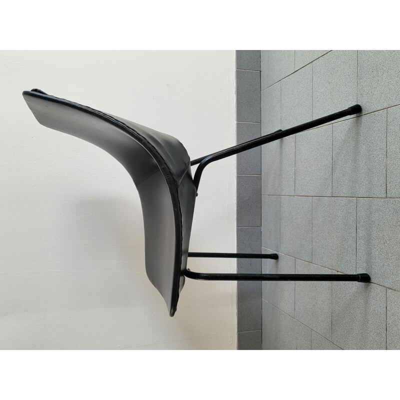 Vintage Tonneau chair in metal and skai by Pierre Guariche for Steiner, 1950