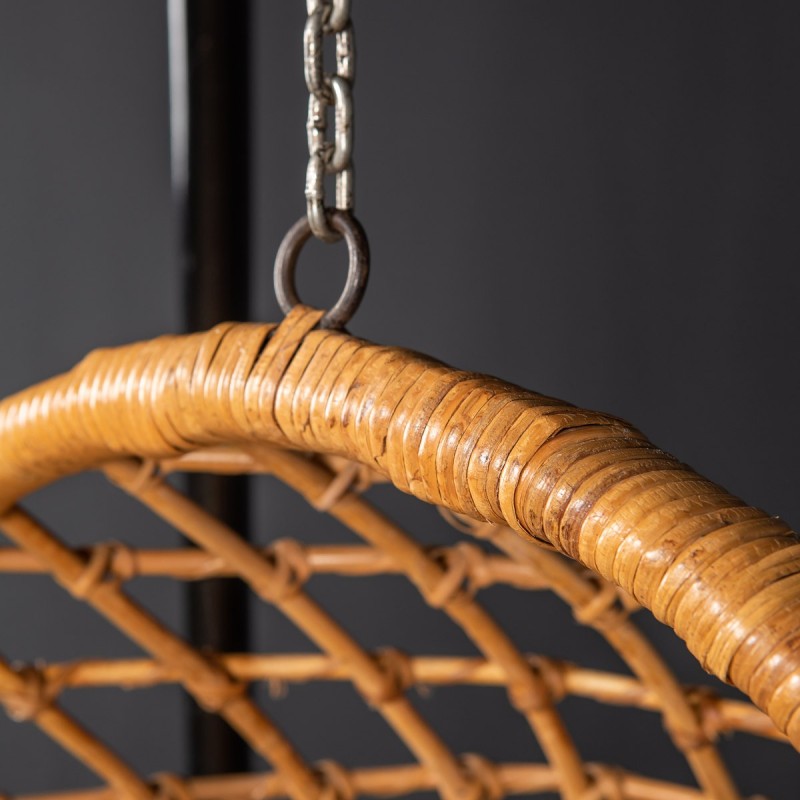 Vintage wicker and steel hanging chair, 1970