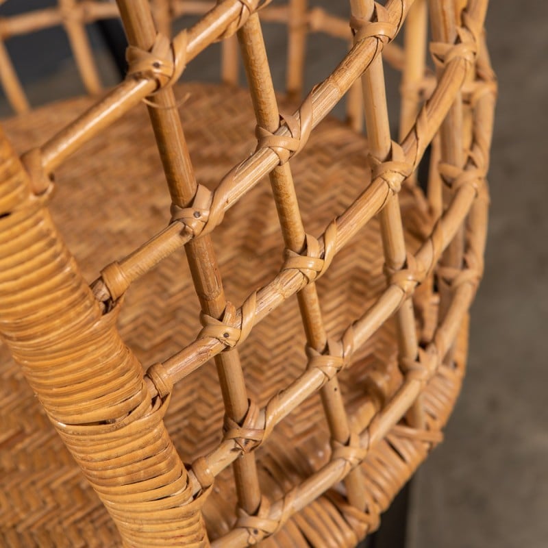 Vintage wicker and steel hanging chair, 1970