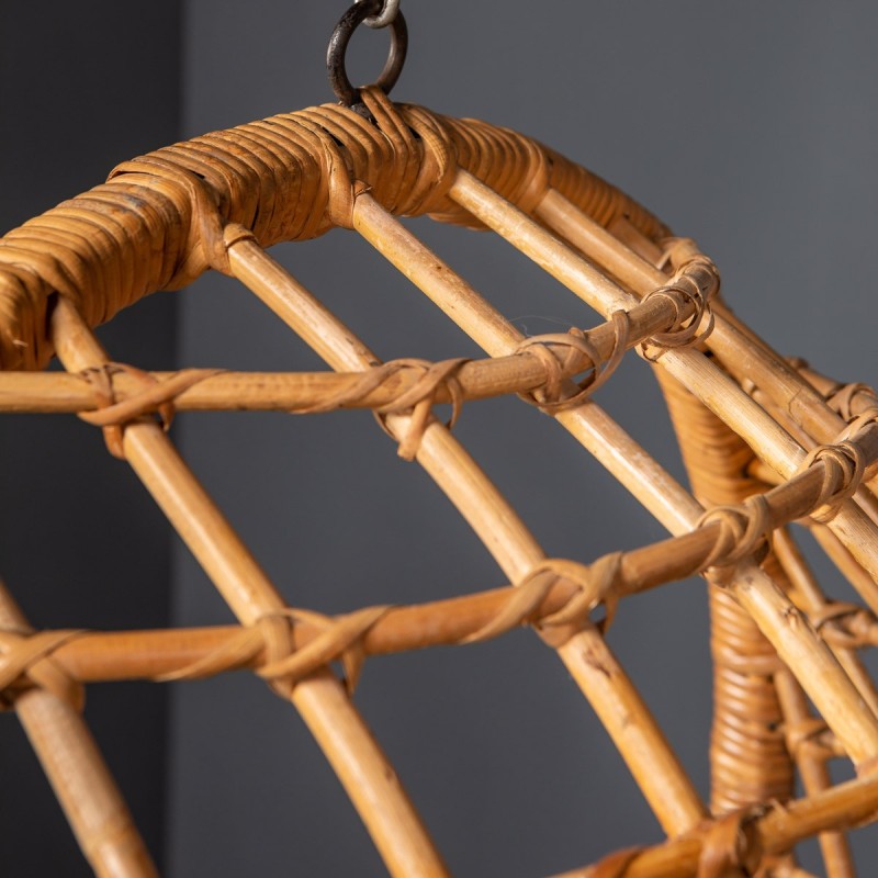 Vintage wicker and steel hanging chair, 1970