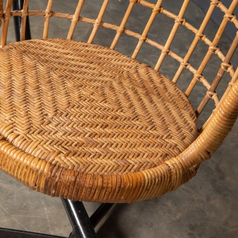 Vintage wicker and steel hanging chair, 1970