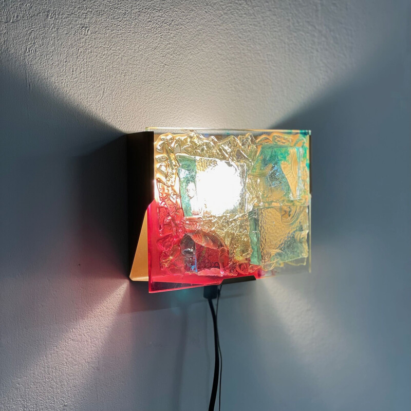 Vintage glasmozaïek wandlamp van Cosack Leuchten, Duitsland 1970