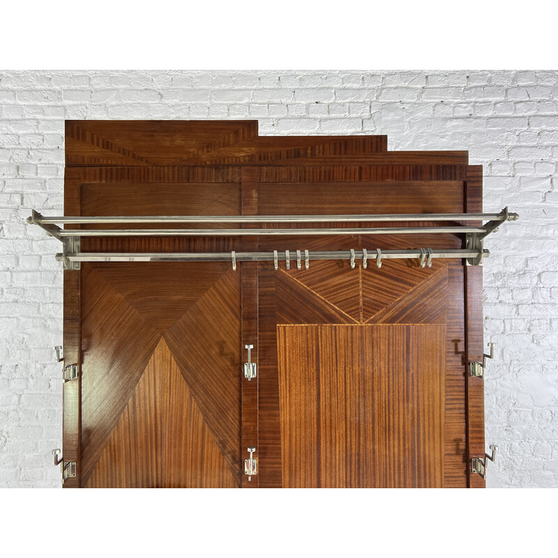 Vintage Art Deco Garderobe aus Holz und Metall