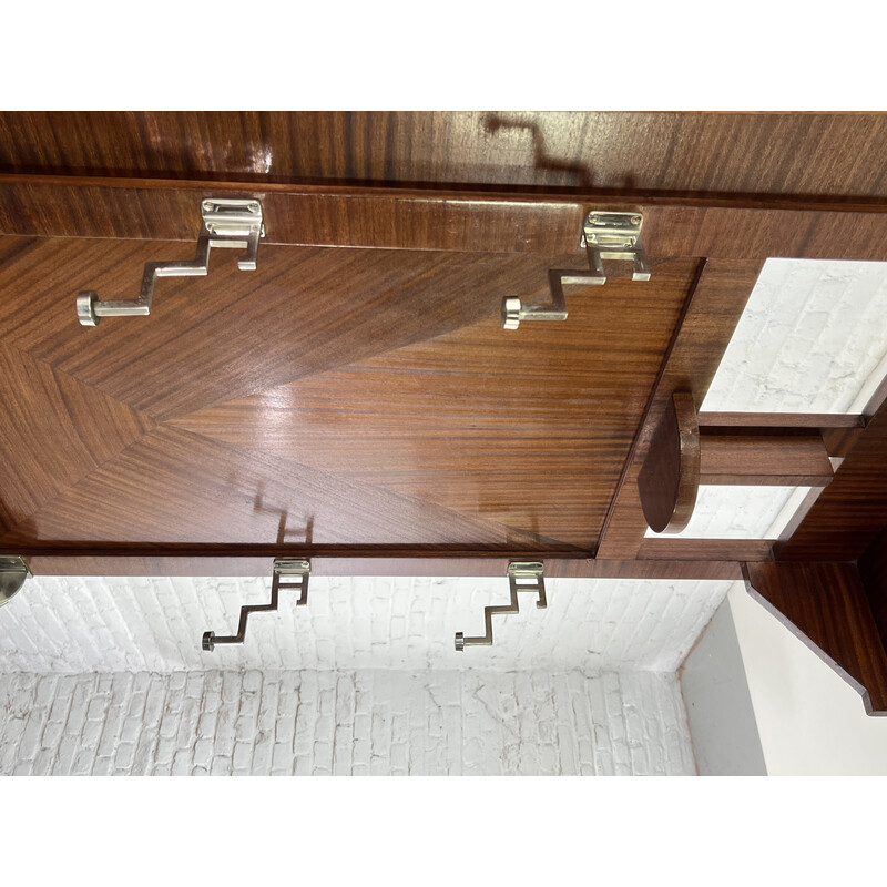 Perchero vintage Art Decó de madera y metal
