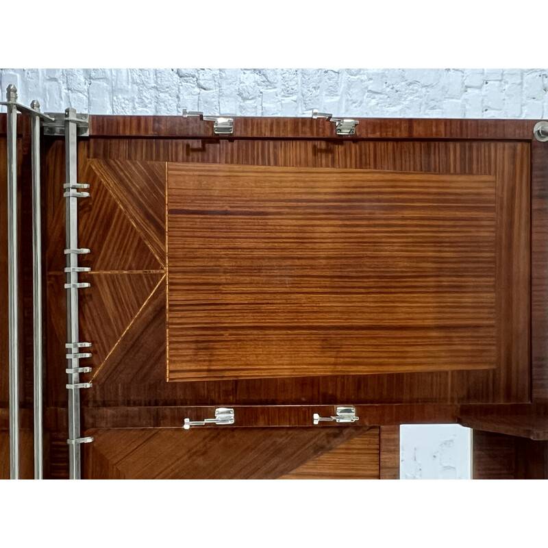 Vintage Art Deco wood and metal coat rack