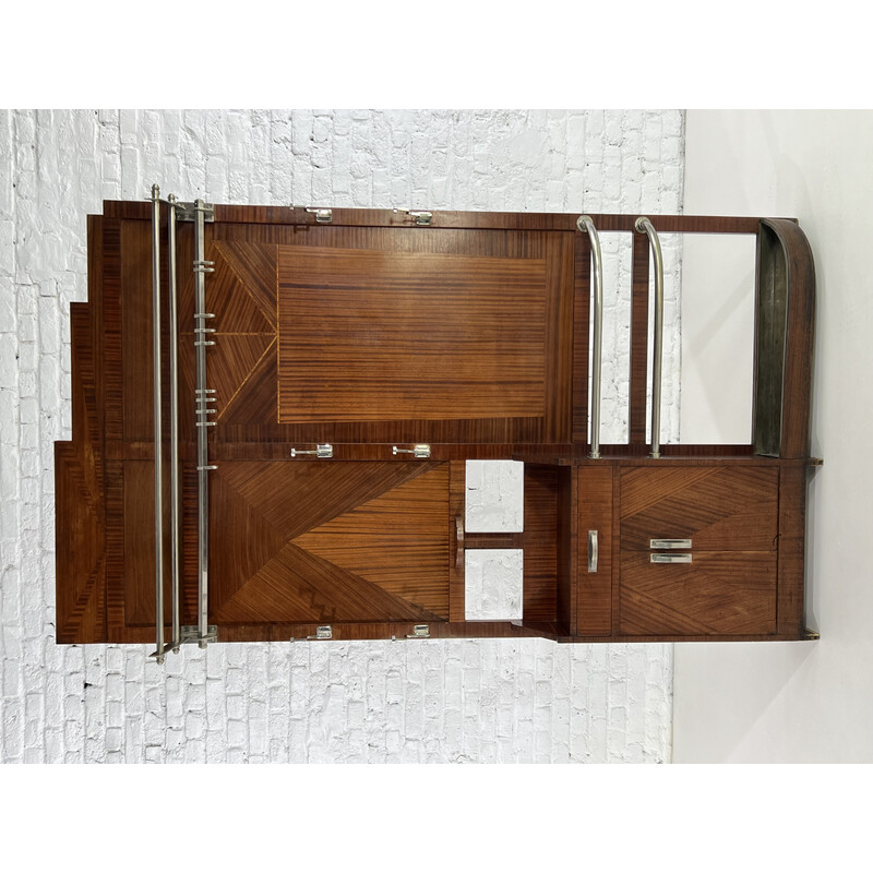 Perchero vintage Art Decó de madera y metal