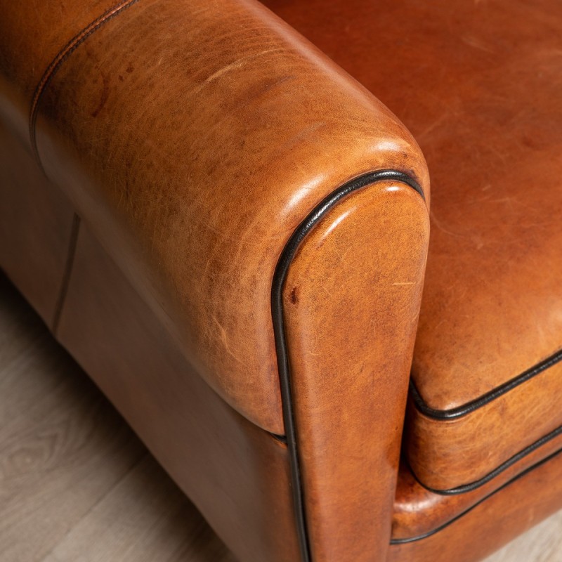 Mid century sheepskin leather sofa
