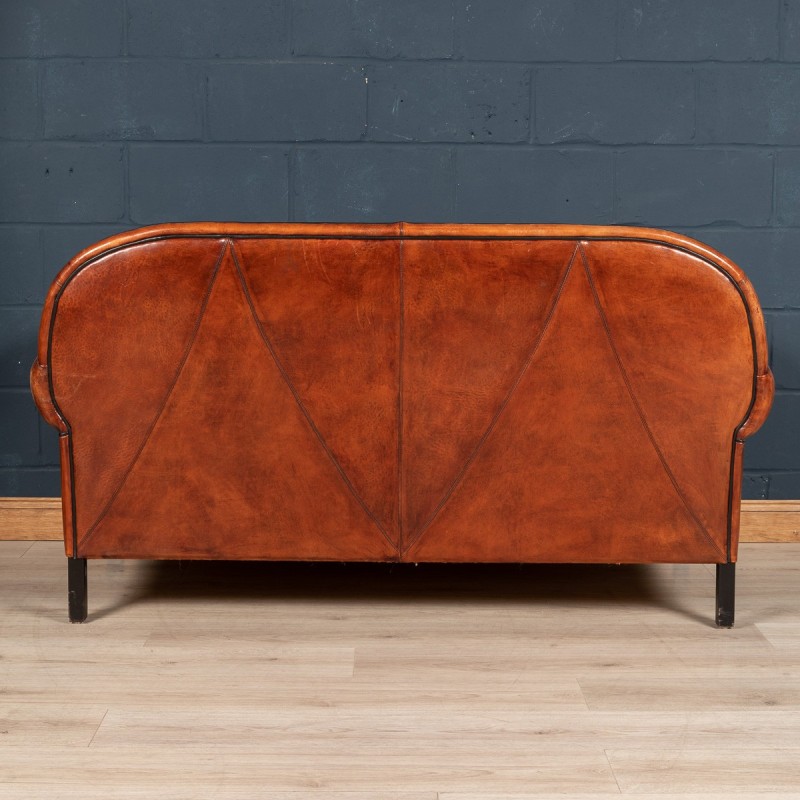 Mid century sheepskin leather sofa