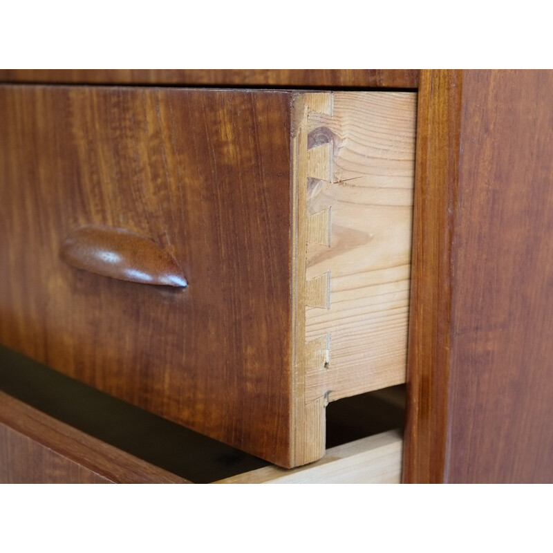 Danish chest of 6 drawers in teak and moon shaped handles - 1960s