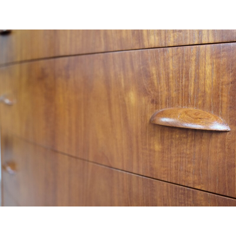 Danish chest of 6 drawers in teak and moon shaped handles - 1960s