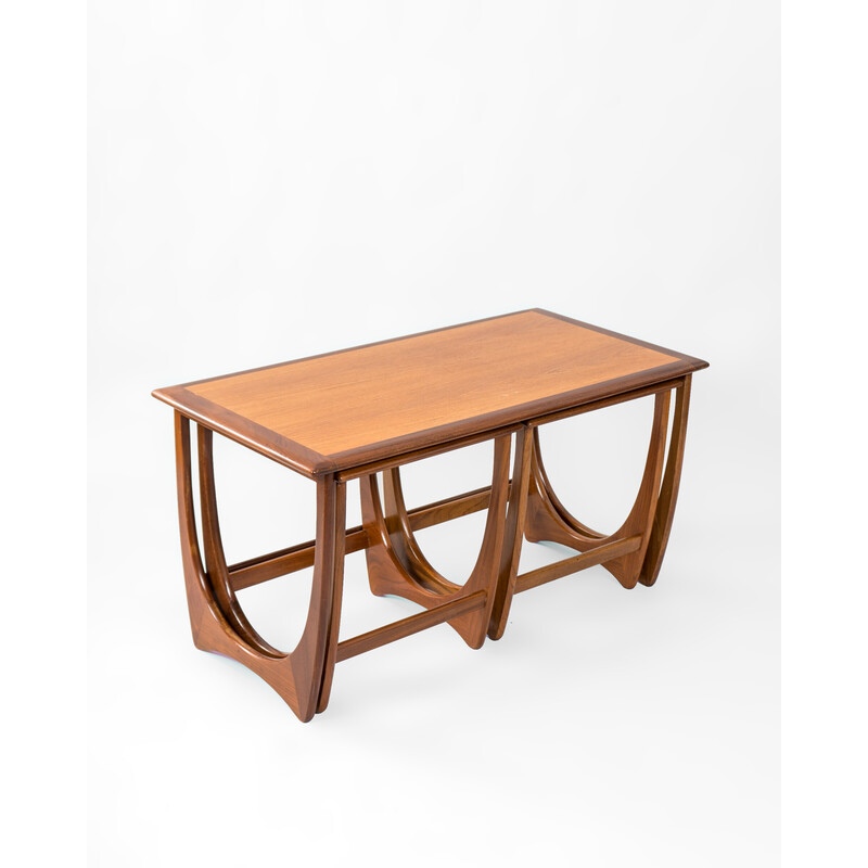 Mid century teak and afromosia Fresco nesting tables by Victor Wilkins for G Plan, UK 1976