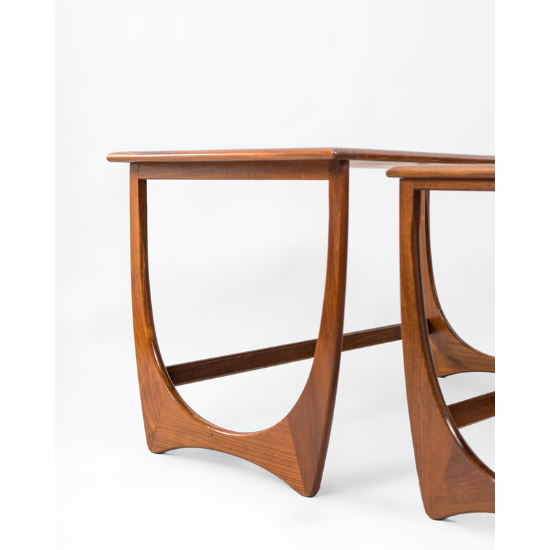 Mid century teak and afromosia Fresco nesting tables by Victor Wilkins for G Plan, UK 1976