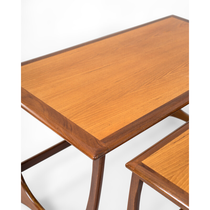 Mid century teak and afromosia Fresco nesting tables by Victor Wilkins for G Plan, UK 1976