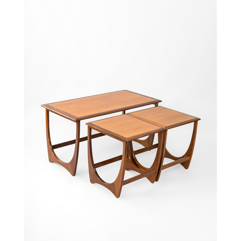 Mid century teak and afromosia Fresco nesting tables by Victor Wilkins for G Plan, UK 1976