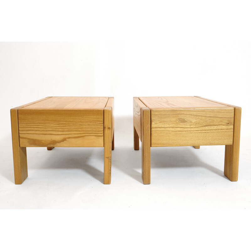 Pair of vintage elmwood night stands by Maison Regain, 1970