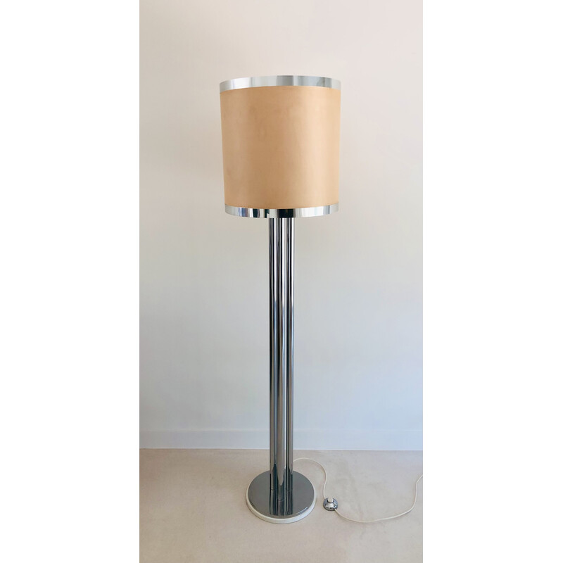 Vintage floor lamp in chromed steel, Italy 1970