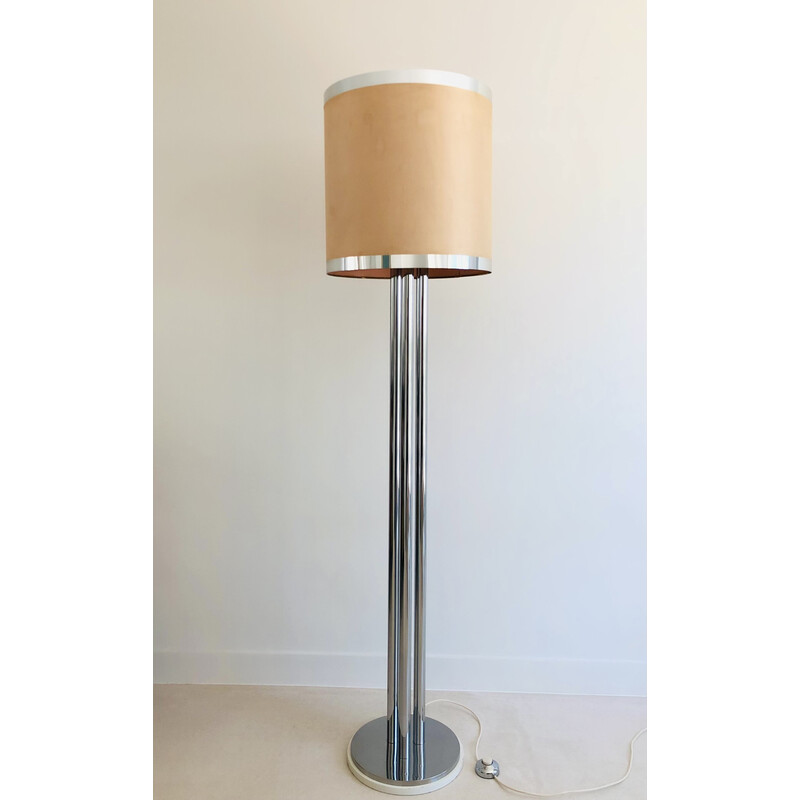 Vintage verchroomd stalen vloerlamp, Italië 1970