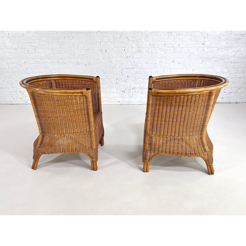 Vintage-Sesselpaar aus Rattan und Korbgeflecht