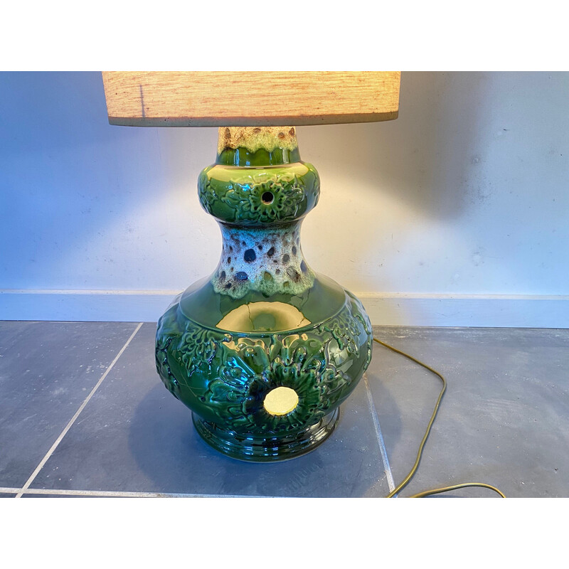 Vintage groene keramische vloerlamp, 1970