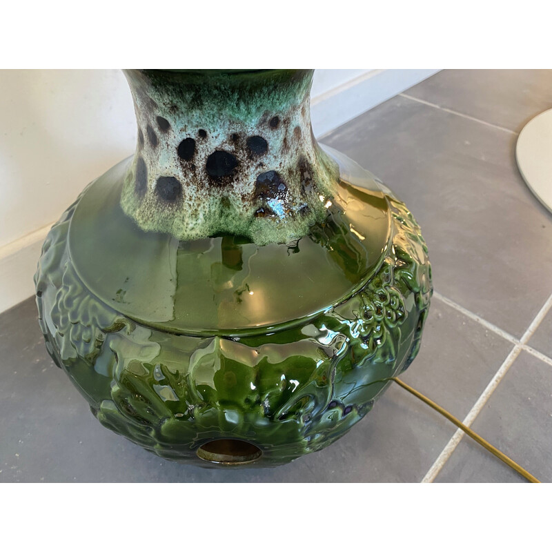 Vintage green ceramic floor lamp, 1970