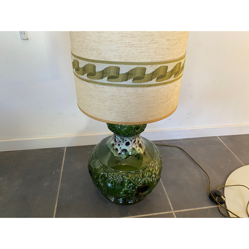 Lampada da terra vintage in ceramica verde, 1970