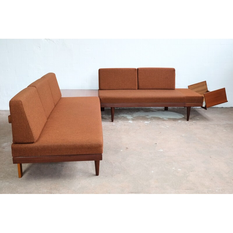 Pair of danish sofa beds for corner formation - 1960s