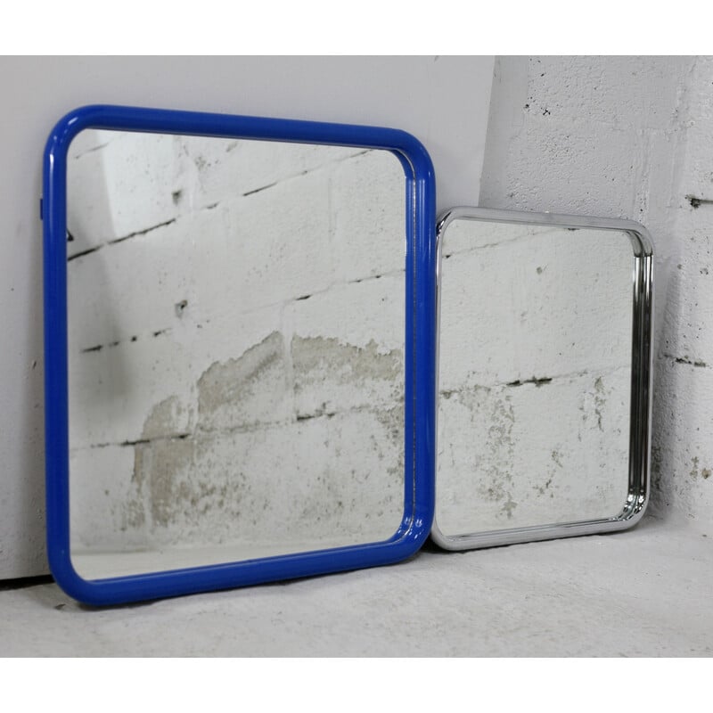 Pair of vintage steel mirrors, France 1970