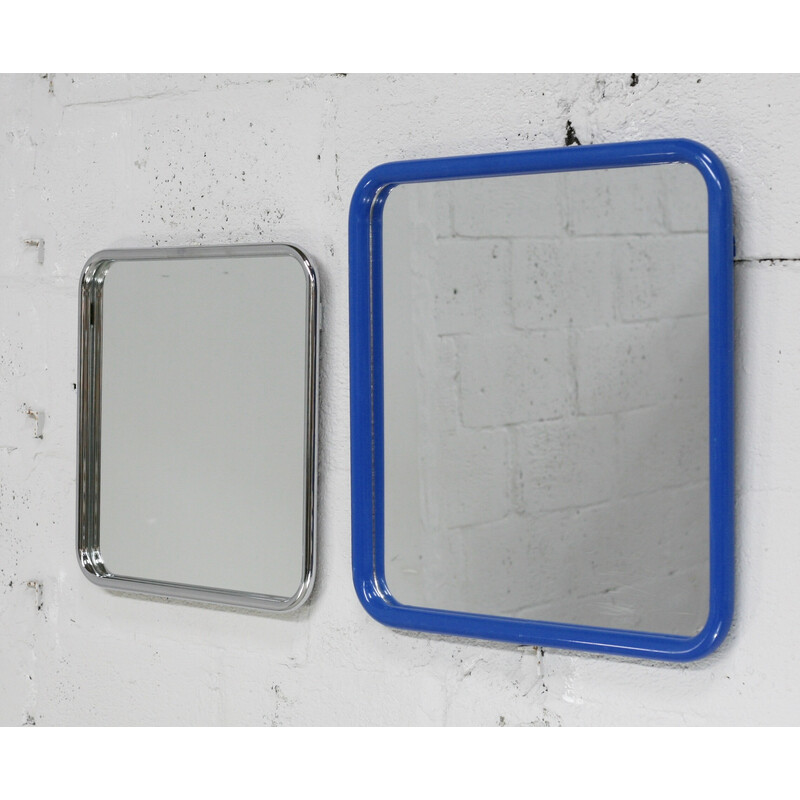 Pair of vintage steel mirrors, France 1970