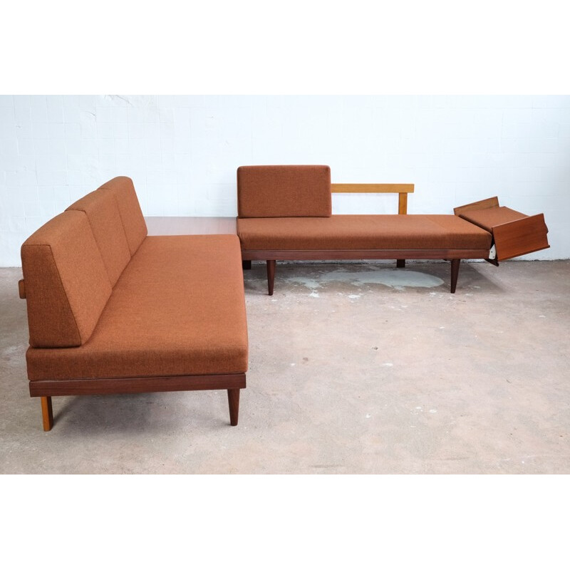 Pair of danish sofa beds for corner formation - 1960s