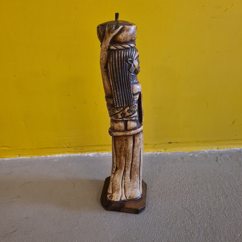 Vintage African handcarved bone female figurine with child