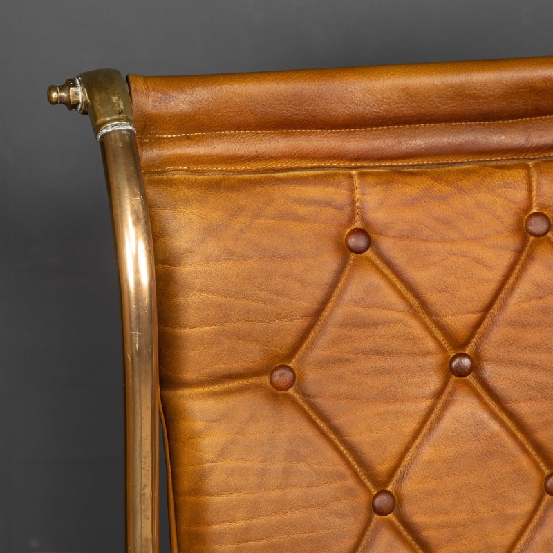 Pair of vintage British leather rocking chairs, 1950