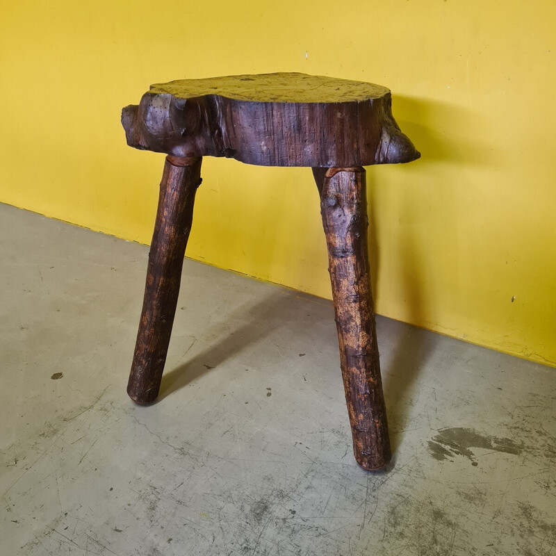 Vintage hand made French tree trunk side table