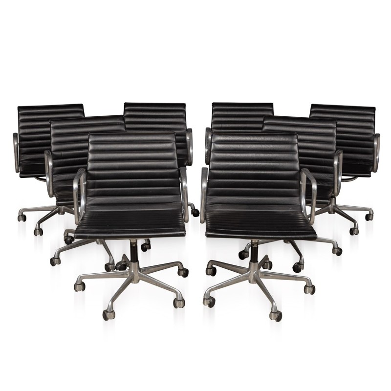 Juego de 8 sillones de oficina vintage de Charles Eames para Herman Miller