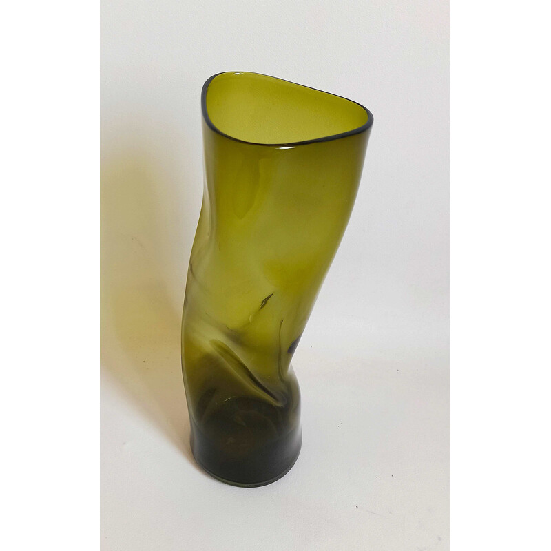 Rauchgrüne Vintage-Vase, 1970