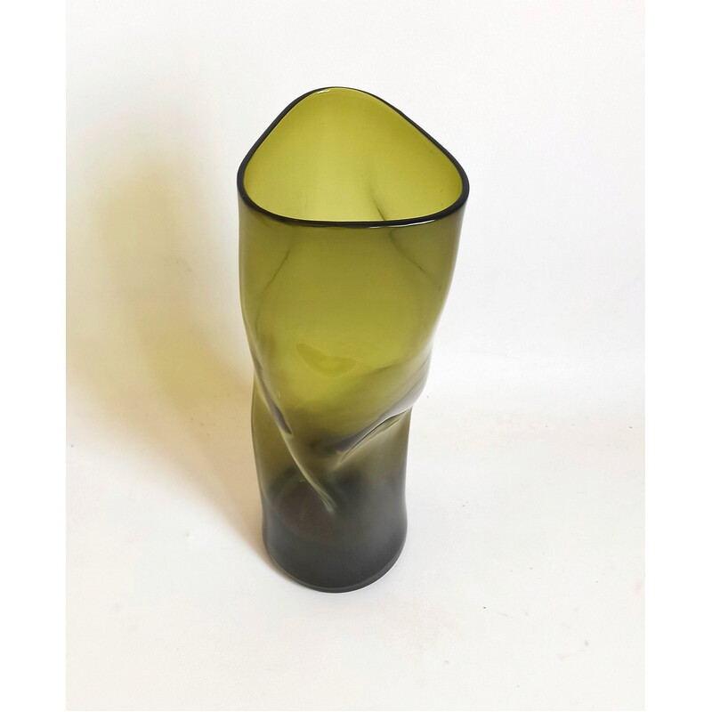 Rauchgrüne Vintage-Vase, 1970