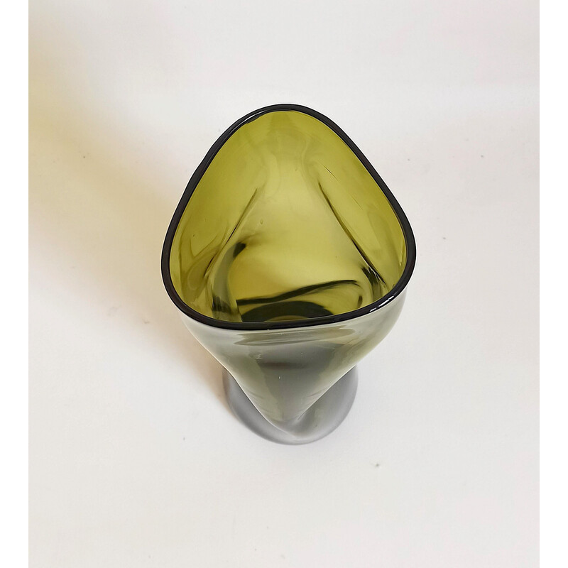 Rauchgrüne Vintage-Vase, 1970