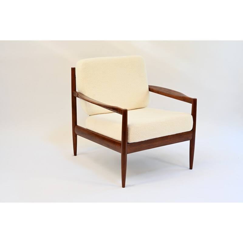 Vintage fauteuil in rozenhout en schuim