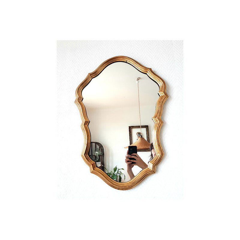 Miroir vintage en bois doré