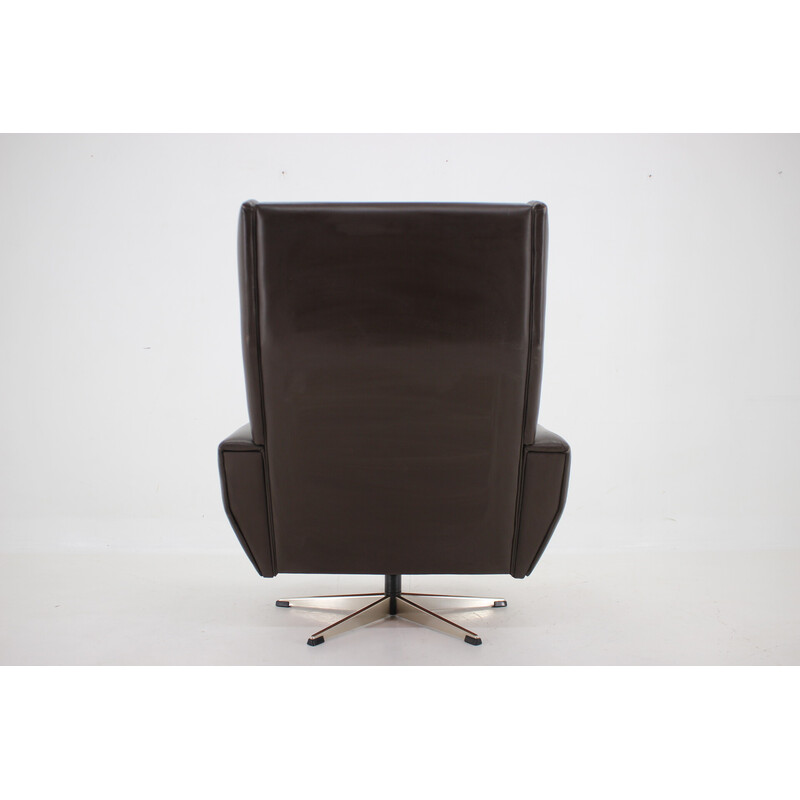 Vintage lederen draaifauteuil, Denemarken 1970