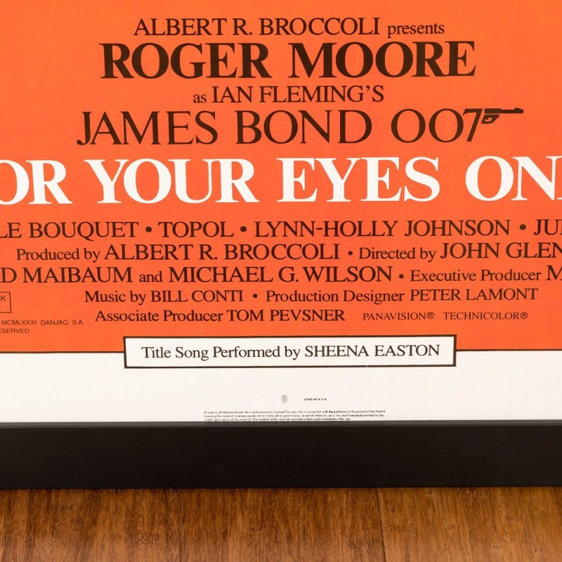 Vintage James Bond 'For Your Eyes Only' poster, 1981