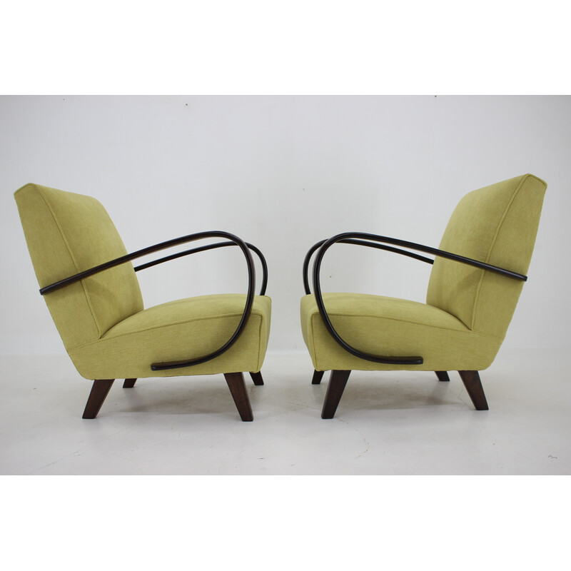 Paire de fauteuils vintage en bois de Jindrich Halabala, Tchécoslovaquie 1950