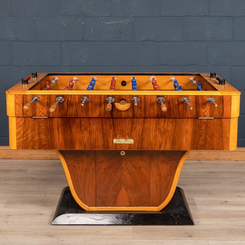 Mesa de futebol vintage em madeira e vidro Art Deco, Itália