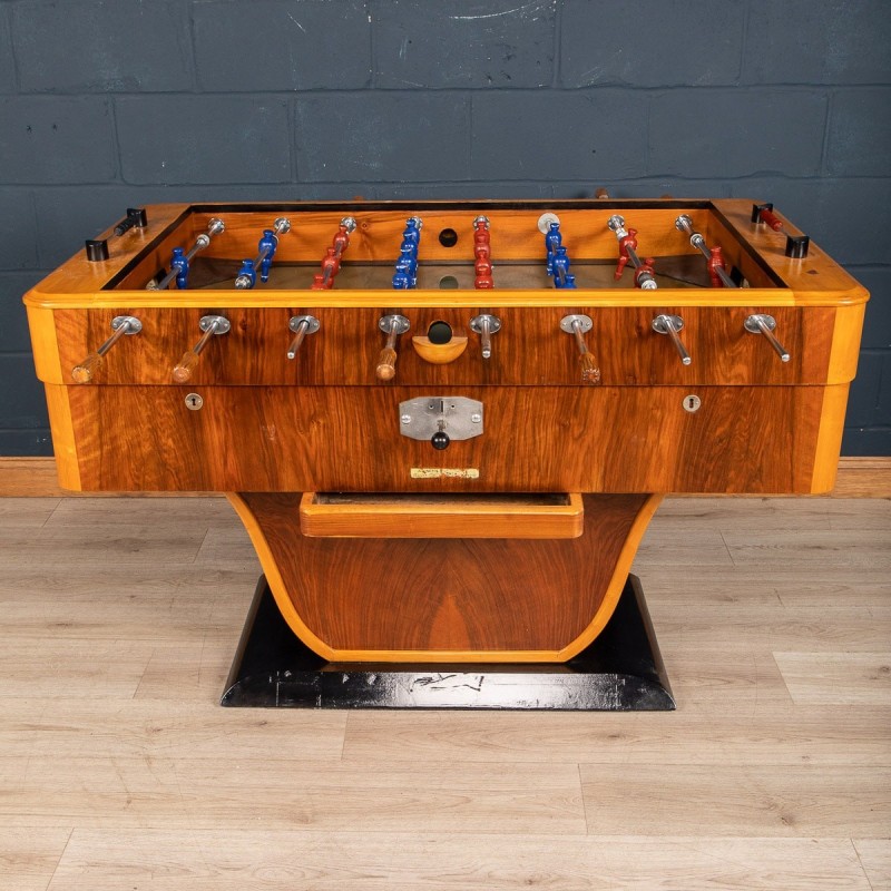 Mesa de futebol vintage em madeira e vidro Art Deco, Itália