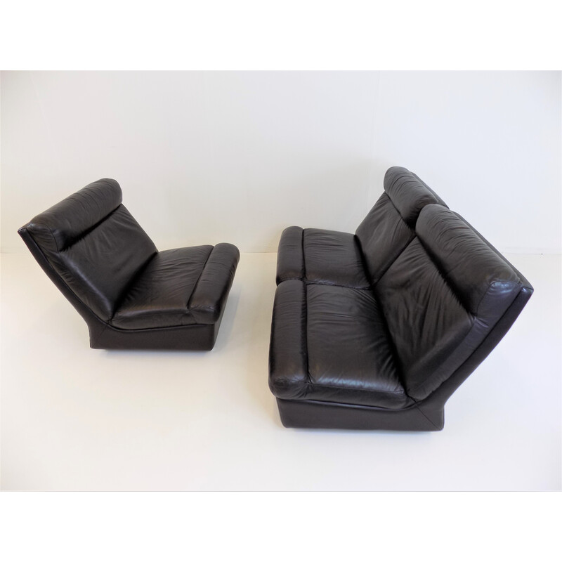 Set of 3 vintage leather armchairs by Carl Straub, 1960