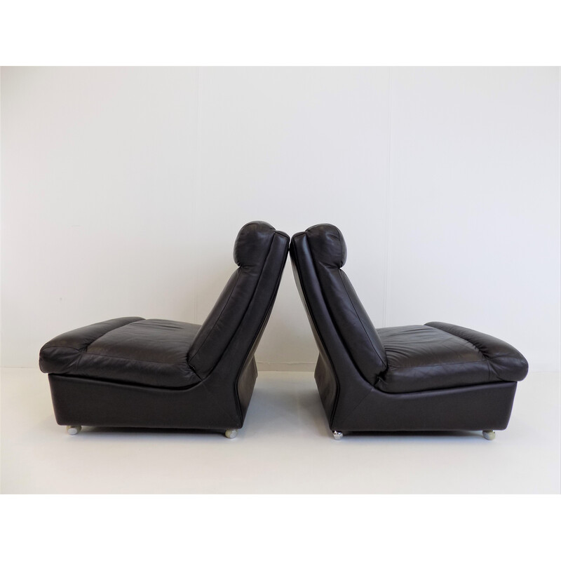 Set of 3 vintage leather armchairs by Carl Straub, 1960